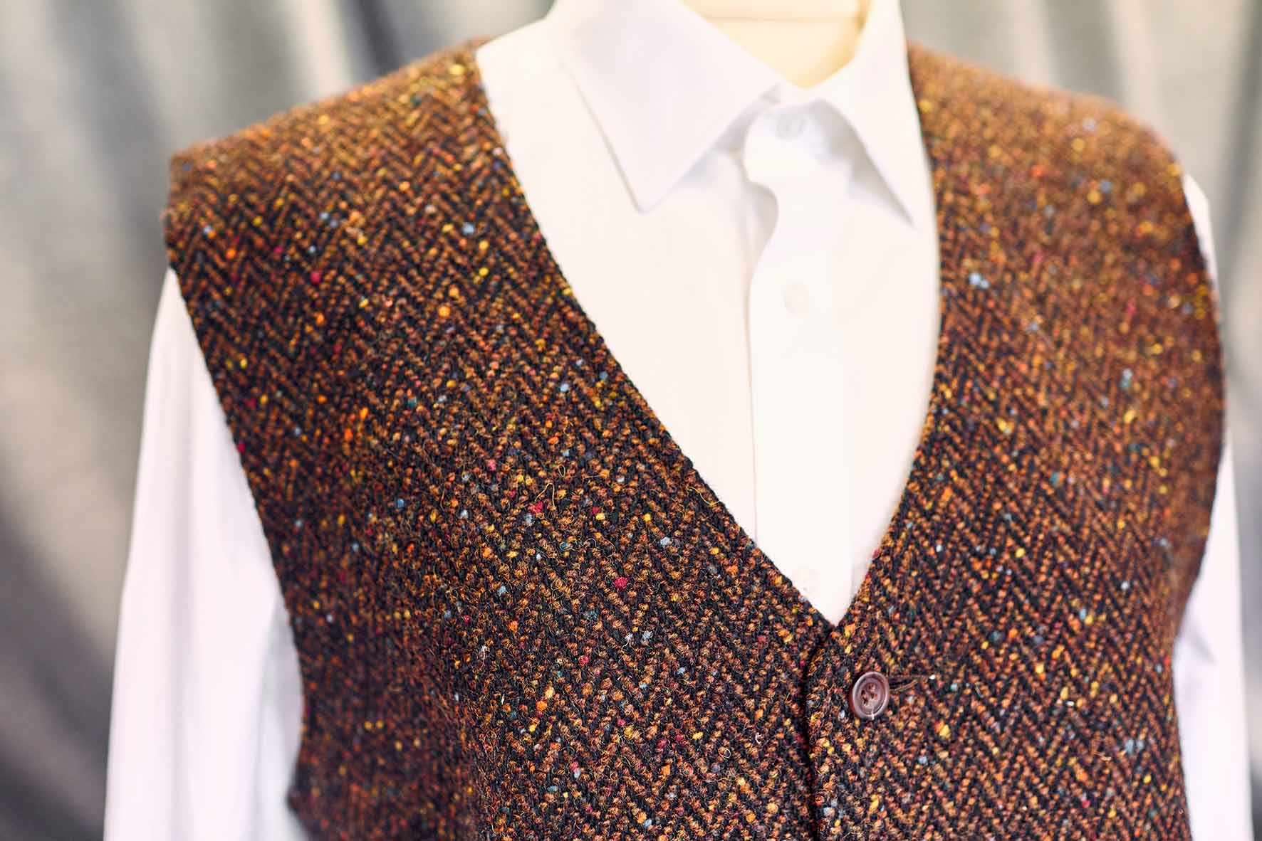 Luxury Burgundy Donegal Tweed Waistcoat
